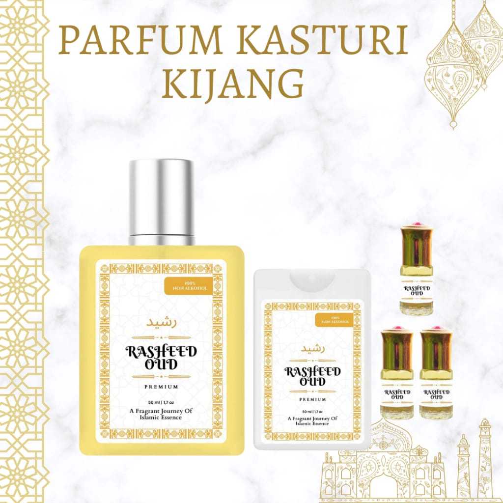 (PAKET ISI 5) Parfum Rasheed Oud Original Kasturi Kijang Minyak Wangi Ibadah Non Alkohol Parfume Sho