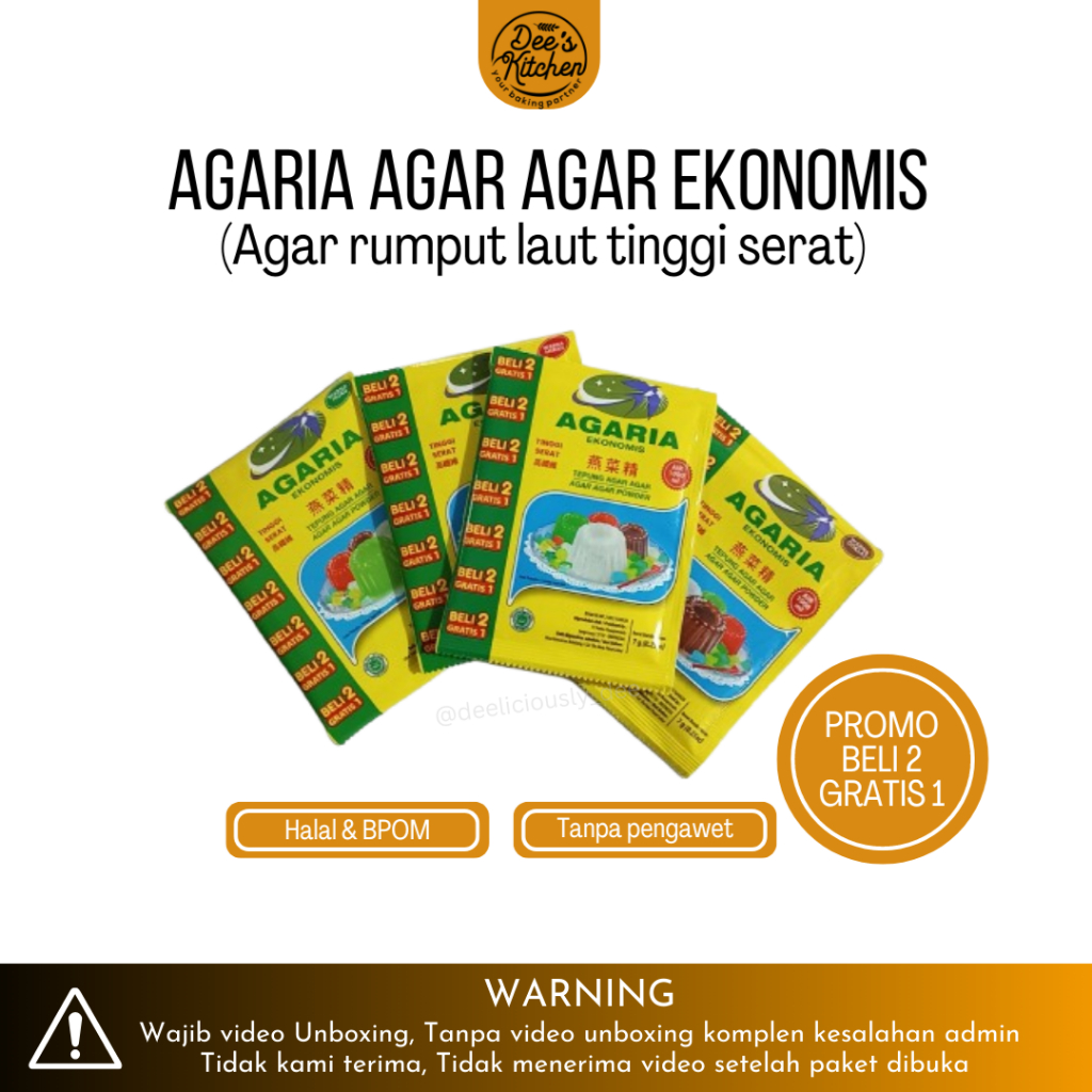 

AGARIA EKonomis Agar-agar powder rumput laut plain dan warna 7gr