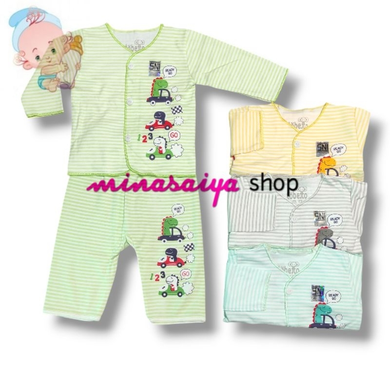 TOBETTO Setelan Panjang Bayi Newborn SNI Piyama Kancing Depan Baru Lahir