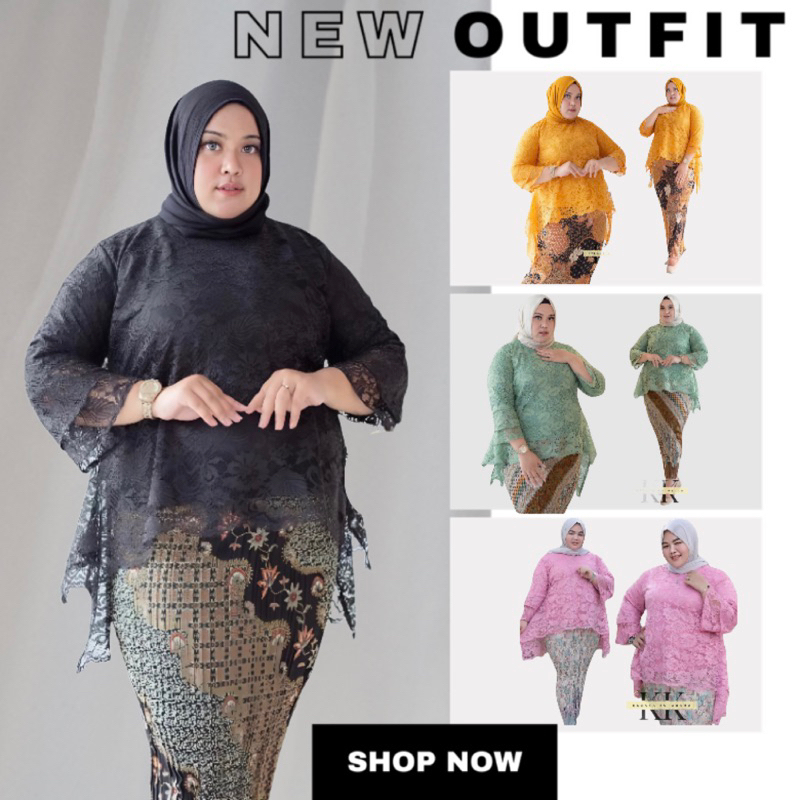 setelan kebaya rinjani jumbo ld 130 / set baju kebaya ukuran besar rinjani modern untuk acara kondan