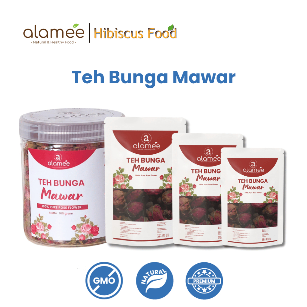 

Teh Bunga Mawar Rose Flower Kemasan Toples Flower Tea Organik Kering Dried Alami