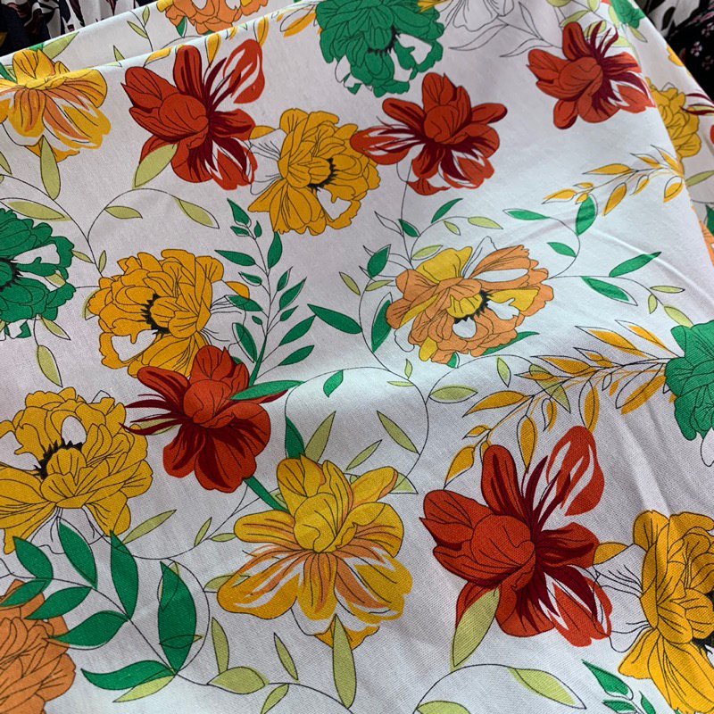 KAIN KATUN LINEN BUTIK - KAIN COTTON LINEN BRANDED - KAIN LINEN MOTIF BUNGA - KAIN KATUN PURE LINEN 