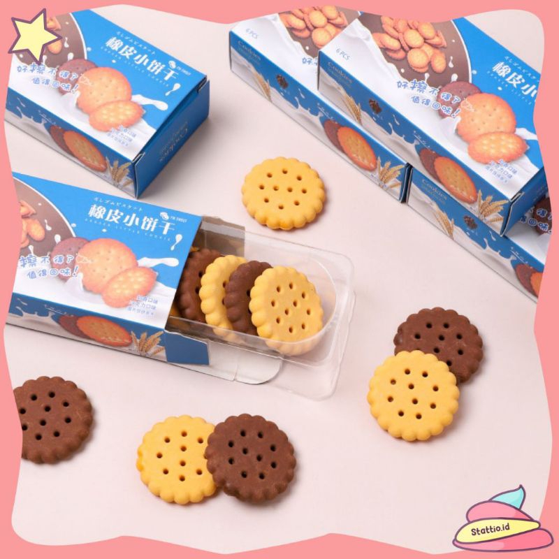 

(HARGA PROMO) Penghapus 5 in 1 Bentuk Biskuit Penghapus Cookies Biscuit Eraser For Pencil Penghapus Pensil Motif Cookies