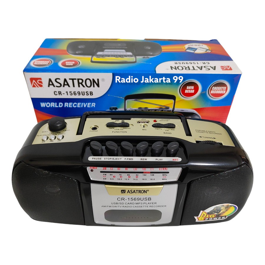 Asatron Radio Kaset Am Fm CR-1569 Usb Tape Recorder Portable