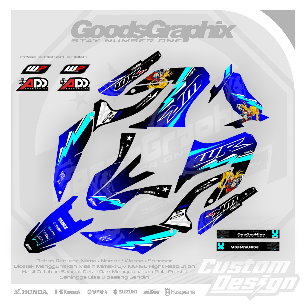 Decal Yamaha Wr 155 Petir Biru - Decal Custom Yamaha Wr 155