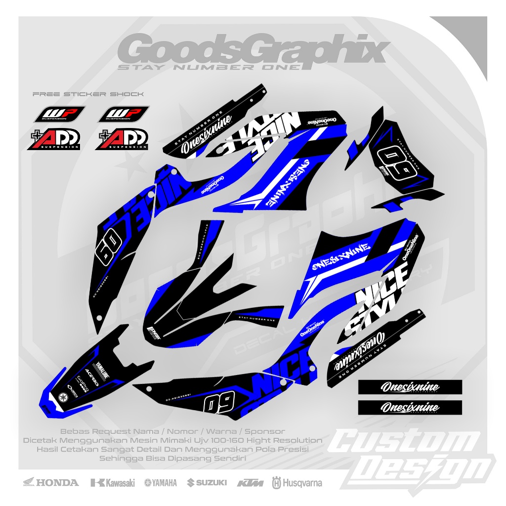 Decal Yamaha Wr 155 Design Simple - Decal Wr 155 Hitam Biru