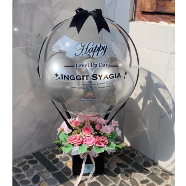 Buket Bucket Bouquet Balon/Balon ucapan/Bouquet Balon/Buket Balon Snack/Buket Balon Flowers Bunga Wi