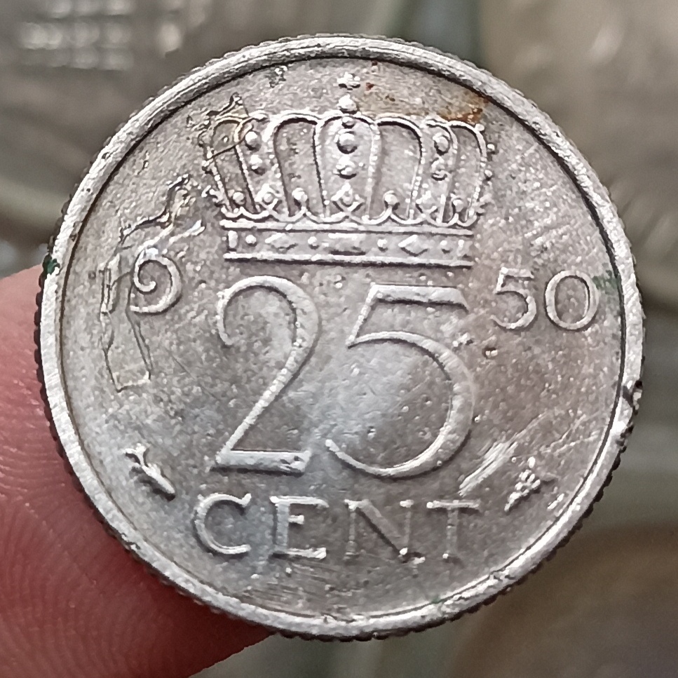 Koin Kuno Belanda / Netherlands 25 Cents - Juliana Tahun 1950