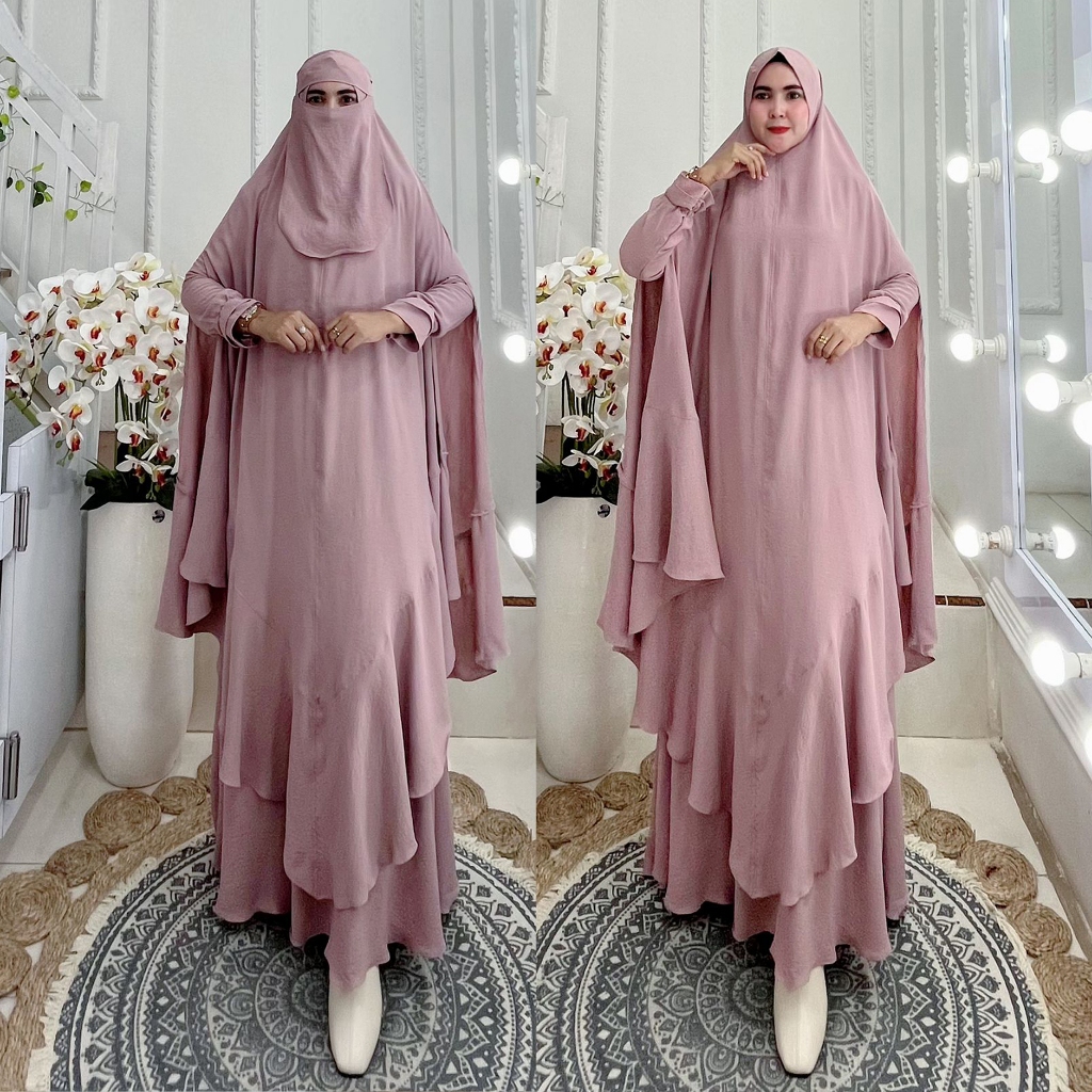 TERBARU One Set Gamis Syari Muslimah Kode GLOMSI Bahan Kringkel Premium By Ory AjeZas Collection