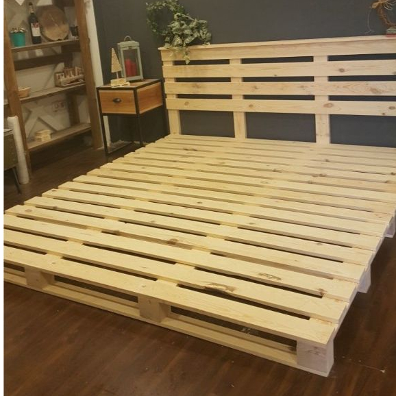Termurah Pallet kayu solid tatakan dipan kasur berkualitas tinggi 10cm dilengkapi headboard sandaran