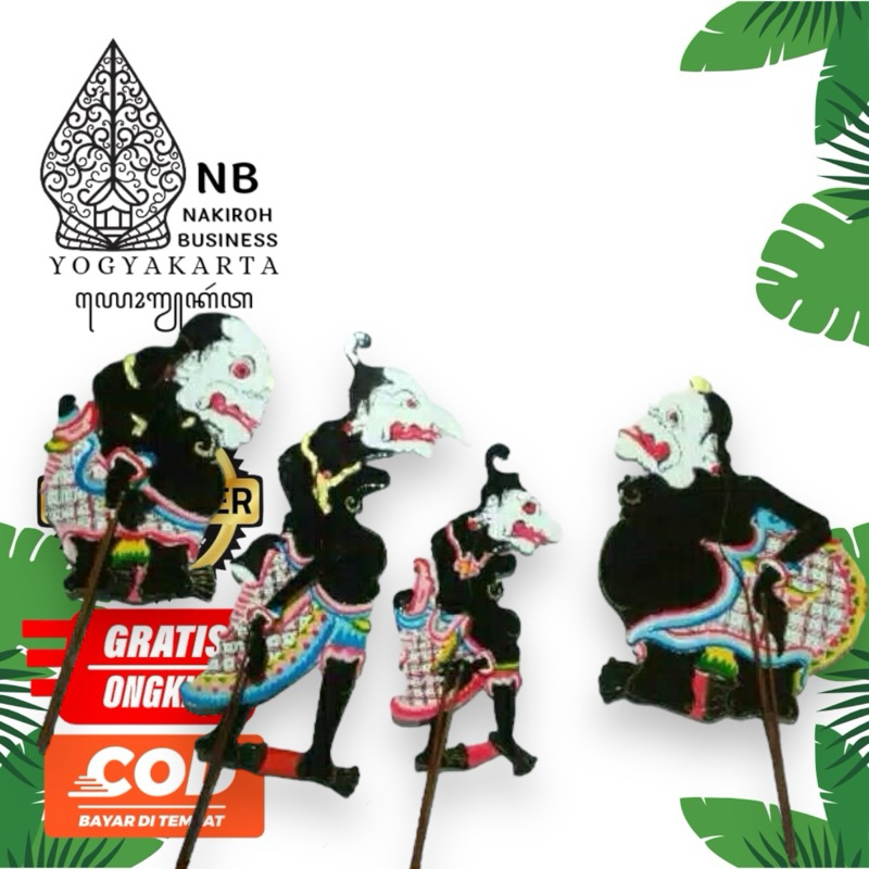 NAKIROHBUSINESS Wayang kertas Punokawan Komplit 4 WAYANG SEMAR GARENG PETRUK BAGONG