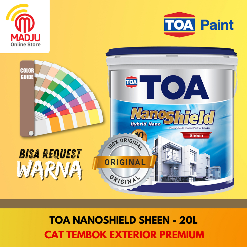 TOA NANOSHIELD SHEEN - Cat Tembok Exterior Premium 20 Liter Ketahanan Hingga 10 Tahun 100% Acrylic E