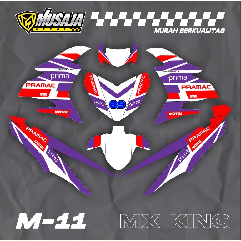 Decal Mx king full body putih merah ungu simple - decal mxking