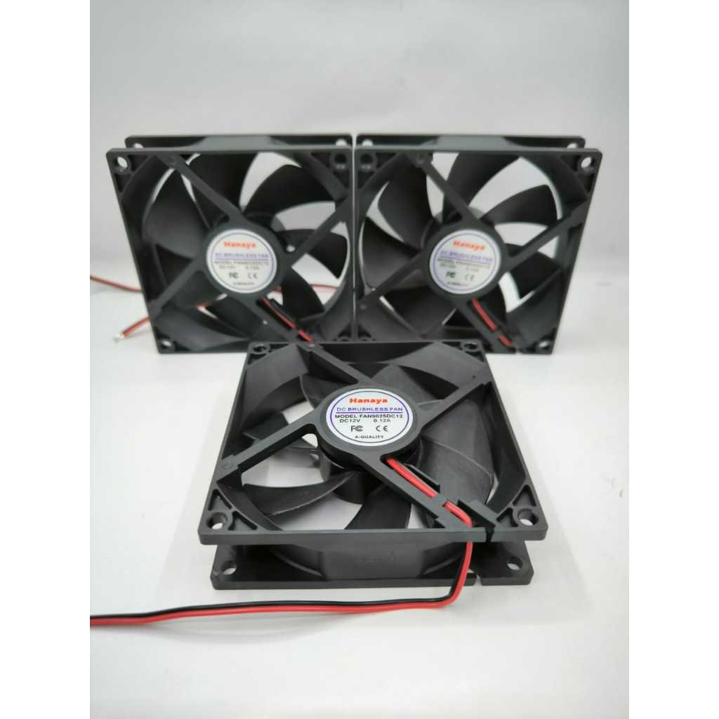 FAN DC 12V 9CM HANAYA / KIPAS DC 12V 9CM X 9CM HANAYA / FAN DC 12V 9CM X 9CM HANAYA/HANAYA ORIGINAL