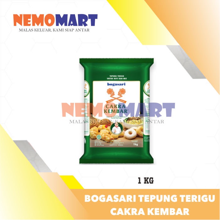 

TEPUNG TERIGU PREMIUM BOGASARI CAKRA KEMBAR 1 KILO KG 1KG 1KILO KILOGRAM HIJAU