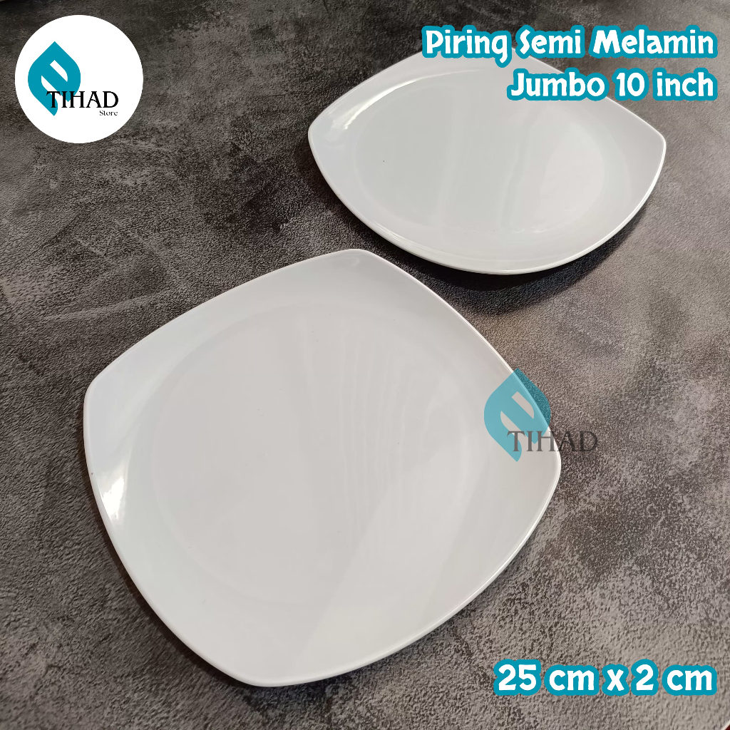Piring Semi Melamin Jumbo 10 Inch Segi Ceper Nasi Prasmanan Hotel Semi Melamine Prasmanan