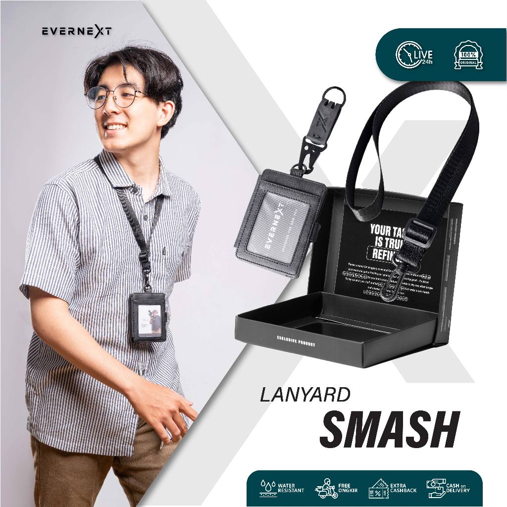 

Evernext - Lanyard Kartu ID Card Holder Name Tag Kantor Tas Kalung Dompet Kartu Gantung Smash
