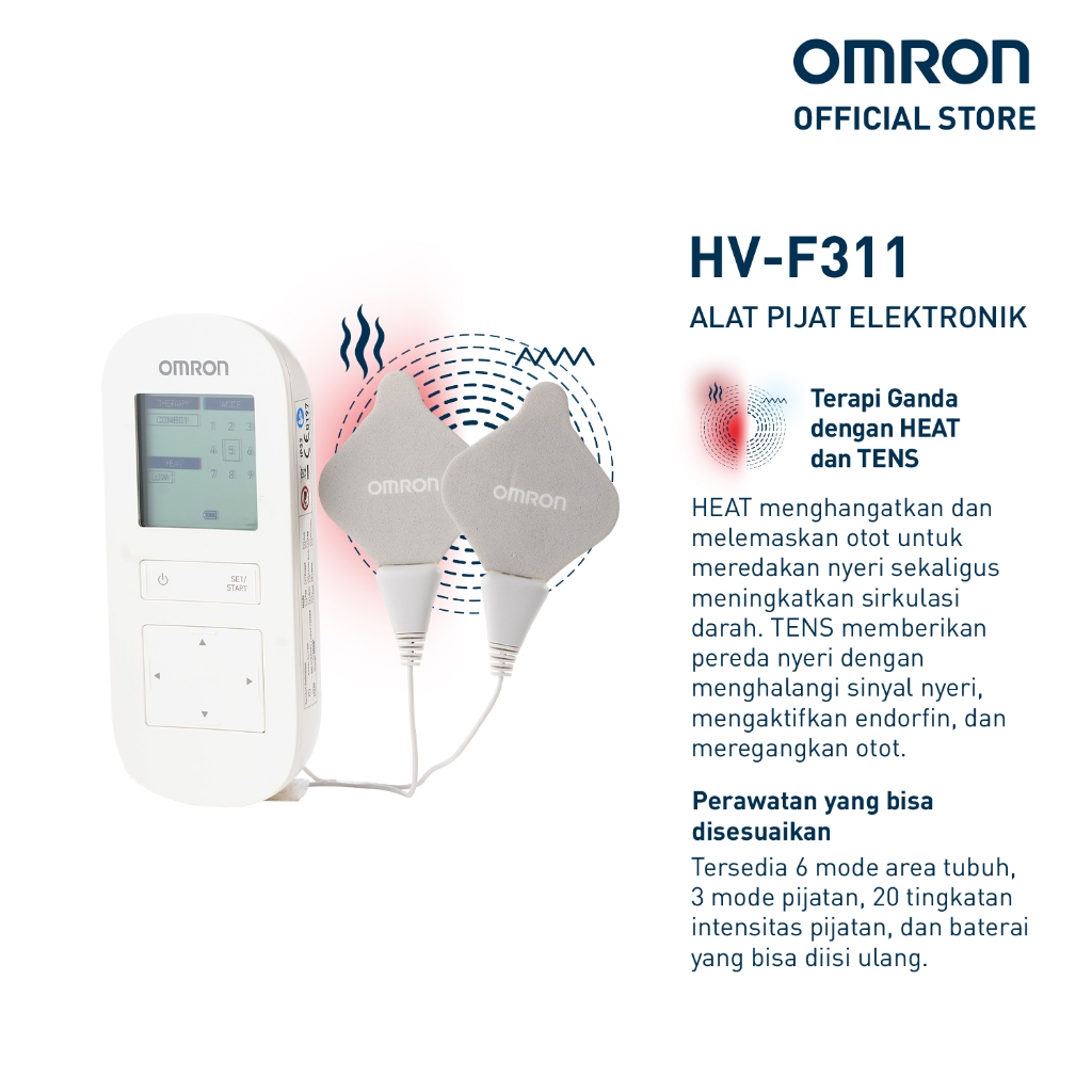 OMRON Pulse Massager TENS HV-F311 Alat Pijat Terapi Elektrik Heat Pad