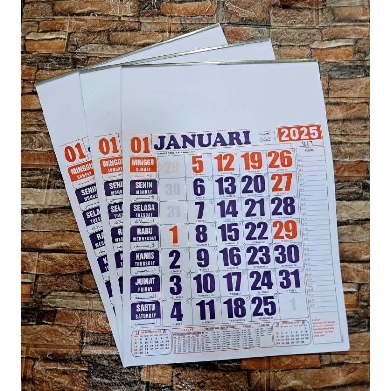 

Kalender Kerja Standar Jadwal Shalat Angka Besar Biru Ukuran [ 38cm x 54cm ] Produk Bo 2025 Kertas HVS