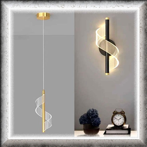 Lampu Hias dinding Gantung LED Acrylic modern minimalis elegan lighting living dining table bed side