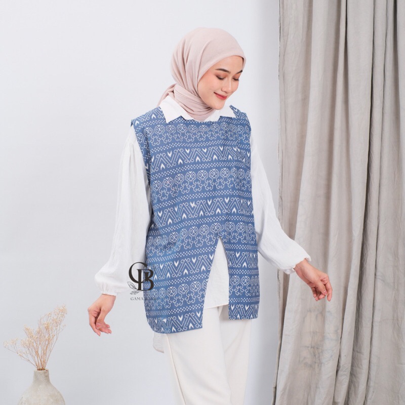 Vest Batik Atasan Wanita Modern Rompi Batik