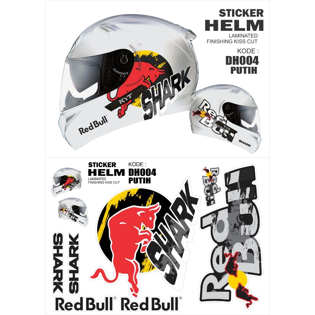 STIKER HELM SET SHARK REDBULL DUA SISI FOR HELM FULL FACE HELM HALF FACE
