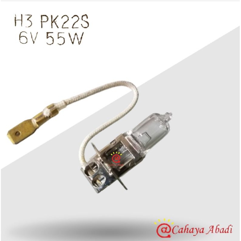 Lampu Bohlam Bolam Halogen H3 6V 55W 6 Volt 55 Watt