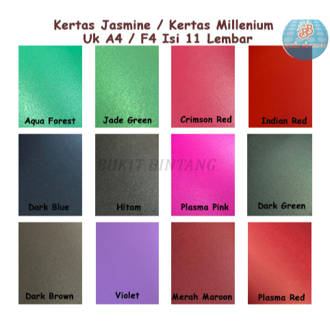 

Kertas Jasmine / Kertas Millenium 220 Gsm Ukuran A4 dan F4, Isi 11 Lembar