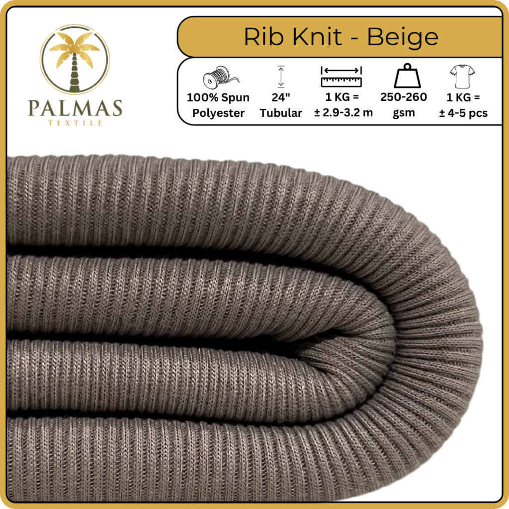 Kain Rib Knit - Beige (Bahan Kaos)