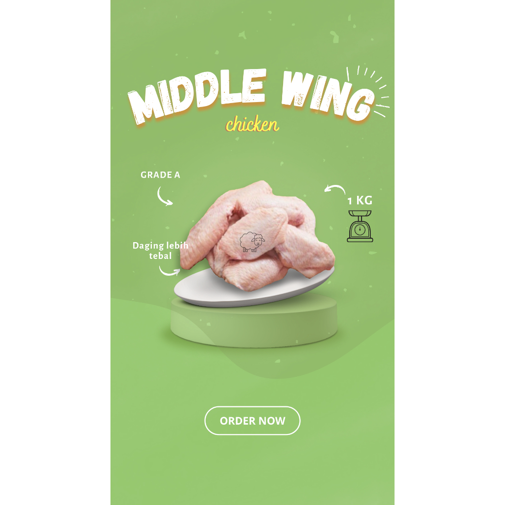 

Middle Wing 1KG, Sayap tengah, Ayam beku Grade A Daging Batam Frozen mart