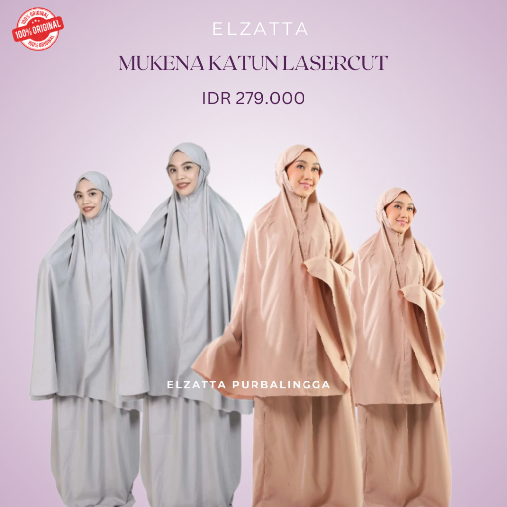 Elzatta Mukena Katun Laser Cut Bahan Katun Adem Ukuran Jumbo Dewasa