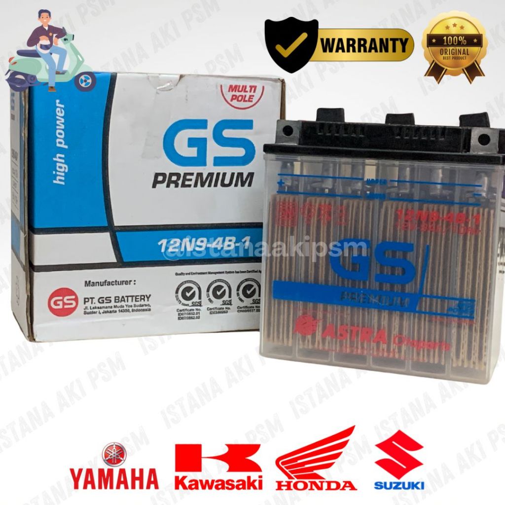 Gs Premium Astra 12N9 - Aki Motor Basah Original Astra