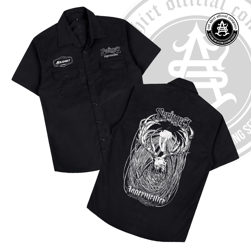 SERINGAI JAGER Workshirt Metal / Kemeja Workshirt Pria Hitam / AOLSHIRT