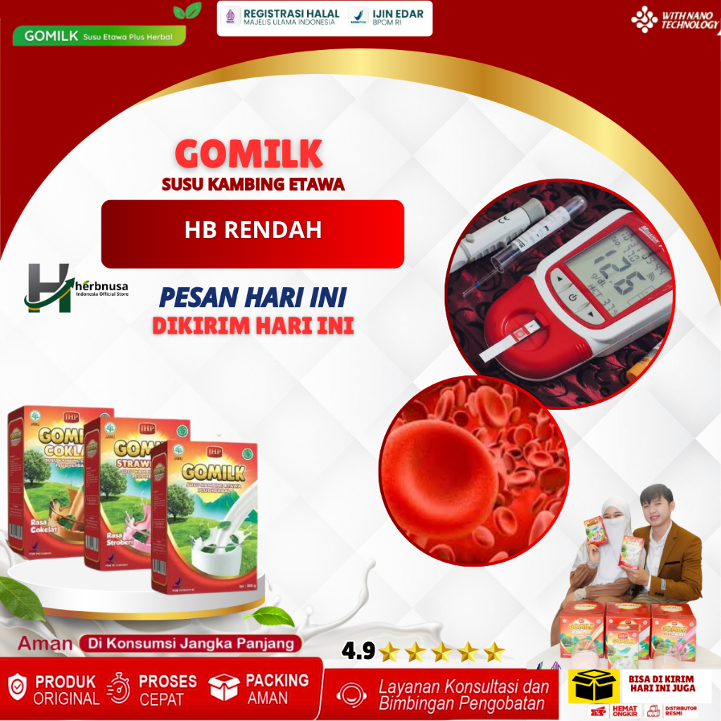 

GOMILK Susu Kambing Etawa Plus Herbal Obat HB Rendah Penambah HB Rendah Peninggi HB Rendah Menaikan HB Rendah Anemia Penambah Darah Hemoglobin Rendah Kurang Darah Penambah HB IBU Menyusui Meningkatkan Sel darah Merah Kekurangan Darah Peningkat HB Darah