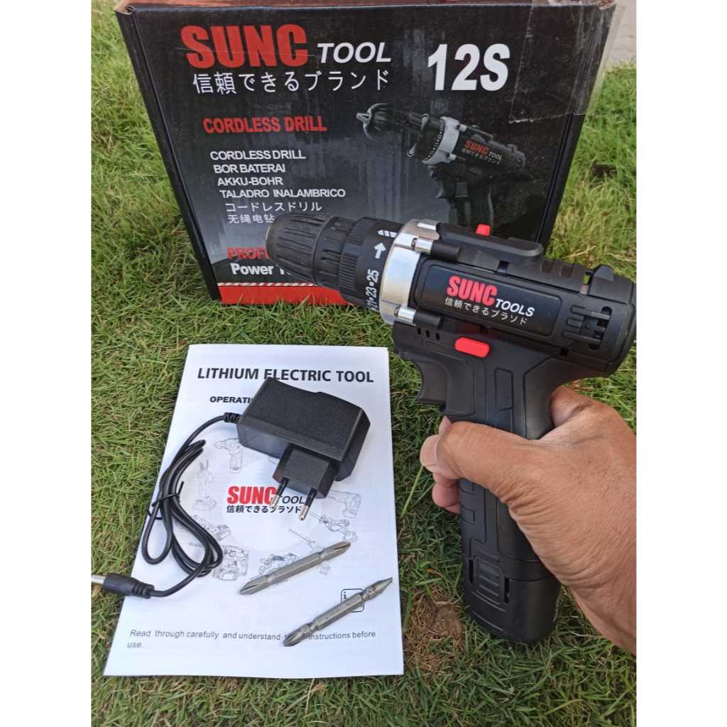 Mesin Bor Cas Charger 12v Cordless Baterai Batre 12s
