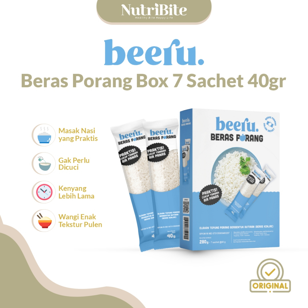 

Beras Porang Beeru Box isi 7 Sachet Nasi Instan Porang Shirataki Konjac Rice