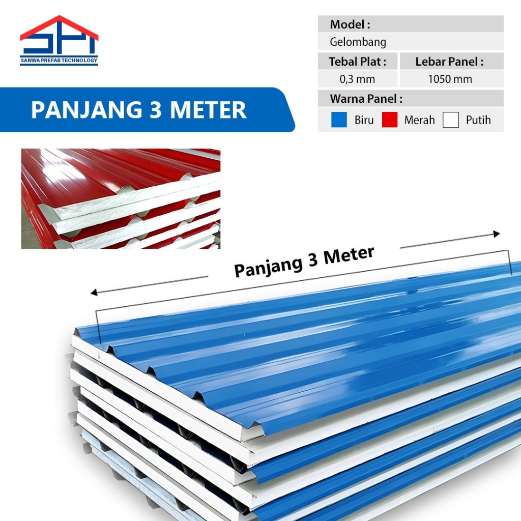 Sanwa - Sandwich Panel Eps Atap Rumah Modular Prefabrikasi Office Container 3 Meter Harga Termurah