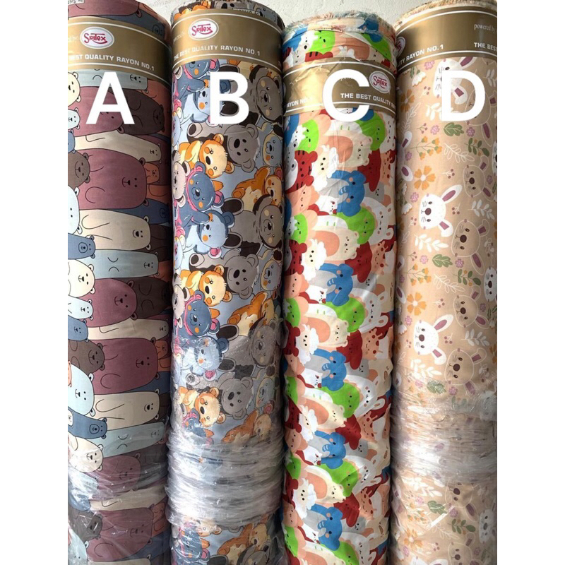 Kain Katun Rayon Motif Anak-Anak | Katun Rayon Motif Lucu | Katun Rayon Motif Meteran