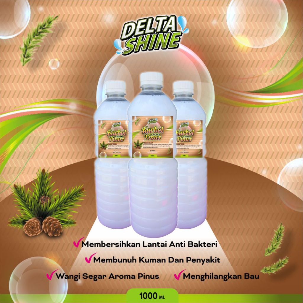 (DELTA SHINE) Karbol 1000ml, Sabun Pel, Sabun pembersih lantai , pembersih lantai , karbol , karbol 