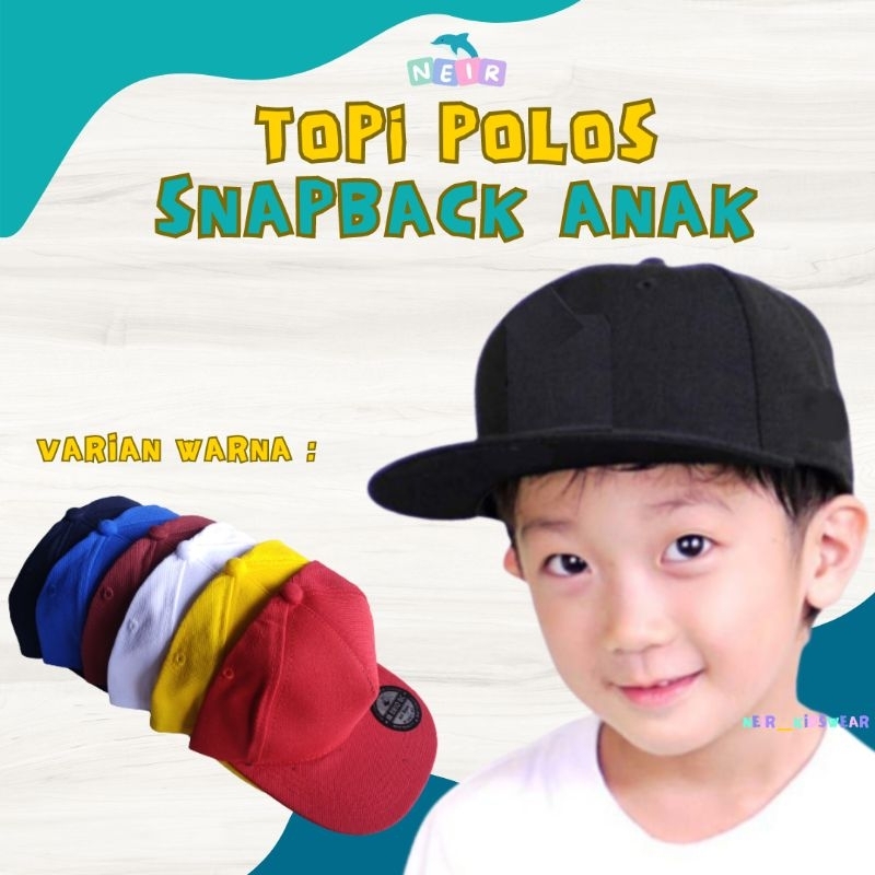 TOPI ANAK SNAPBACK POLOS - TOPI ANAK LAKI LAKI TOPI HIP HOP ANAK
