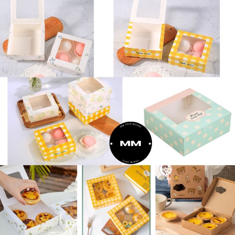 

1pcs egg tart box kotak kue donut dessert box egg tart box pie soes