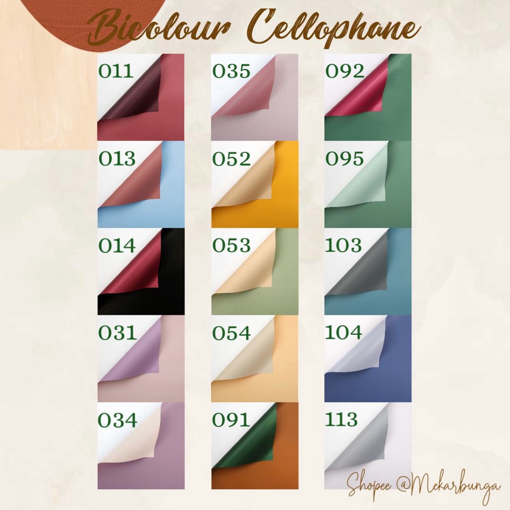 

K 12 Lembar Kes Bunga Cellophane Bicolour 2 Warna Korean Flower Wrapg Wateroof