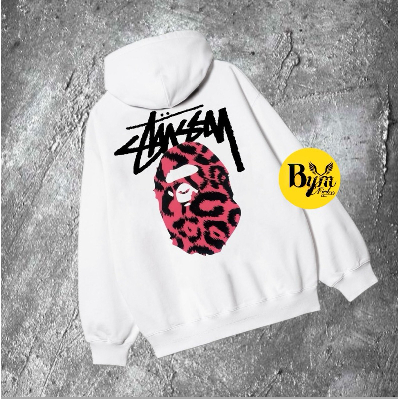 BYM HOODIE STUSSY X BAPE PREMIUM BAPE X STUSSY