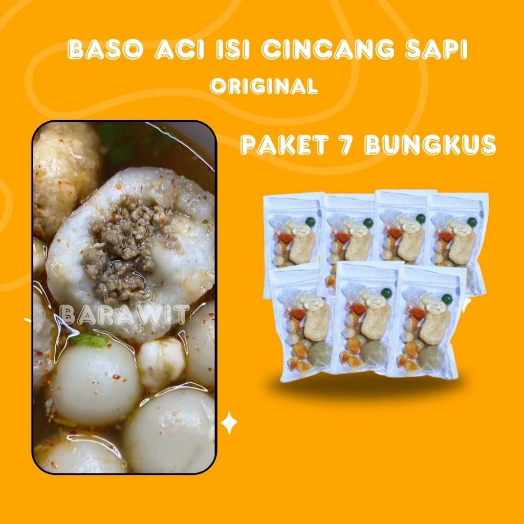 

PAKET 7 BUNGKUS BASO ACI JUMBO ISI CINCANG ORIGINAL ENAK