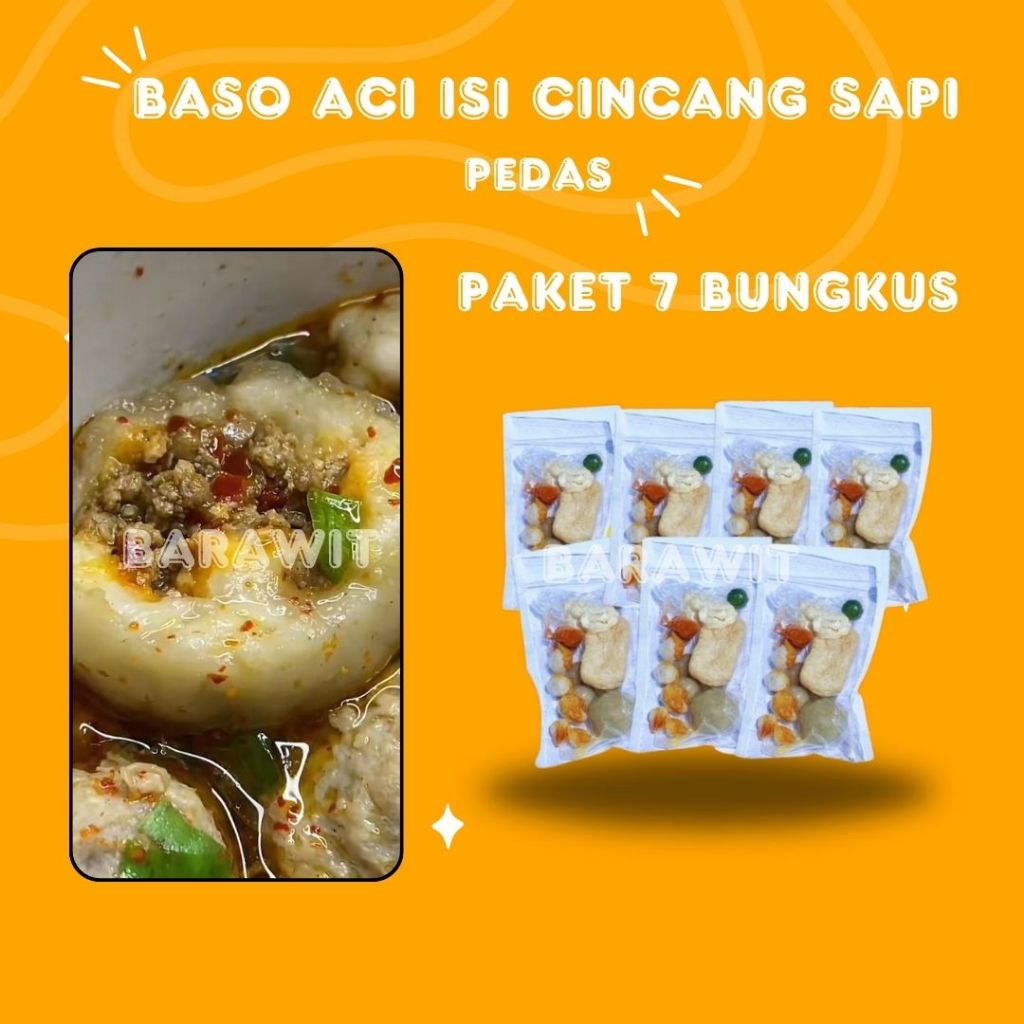 

PAKET 7 BUNGKUS BASO ACI JUMBO ISI CINCANG PEDAS ENAK