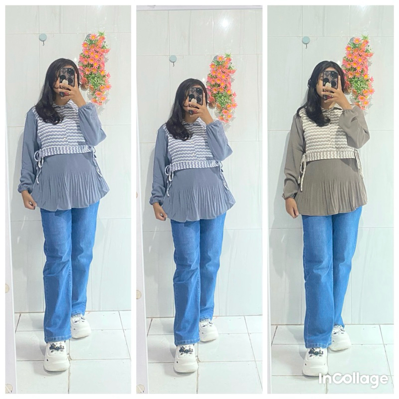 atasan wanita busui atasan knit wanita atasan kaos knit wanita