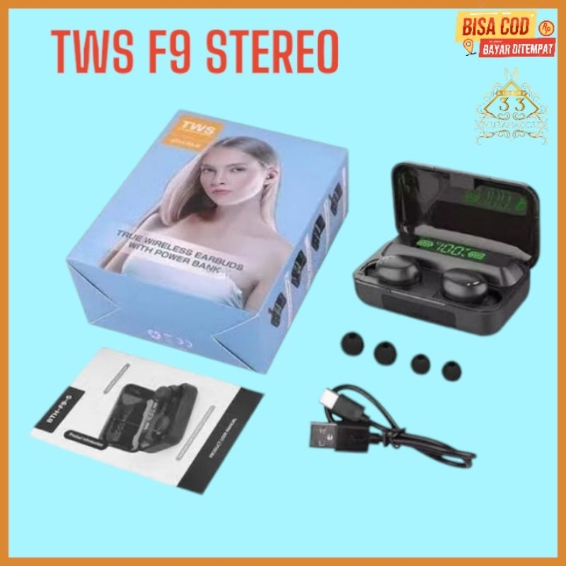 TWS F9 Stereo Handfree Earphone Airbuds Original