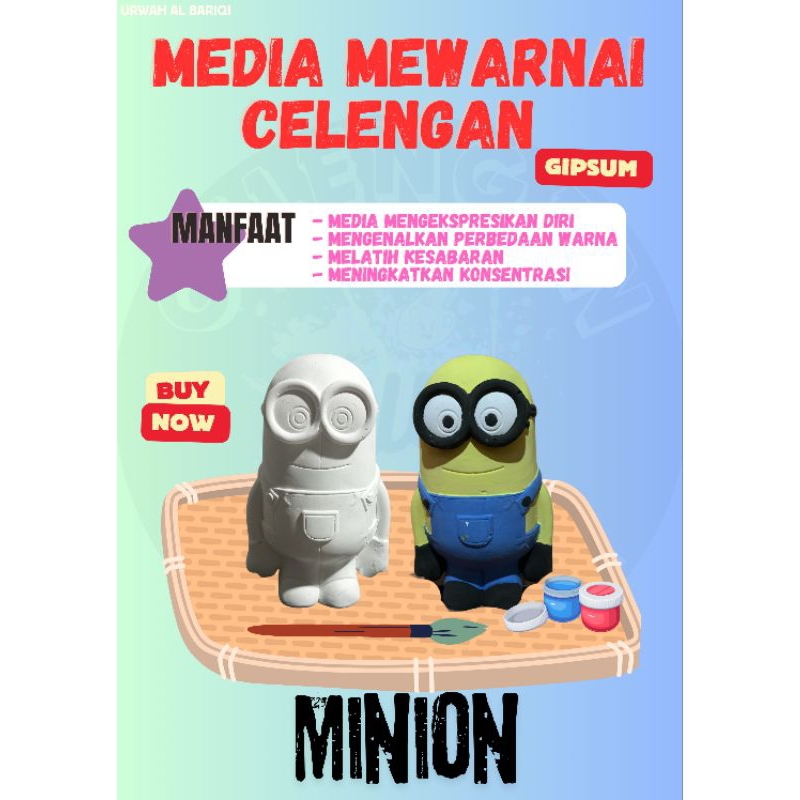 CELENGAN GIPSUM/CELENGAN EDUKASI/CELENGAN MEWARNAI/CELENGAN POLOS/CELENGAN KARAKTER/CELENGAN MINION