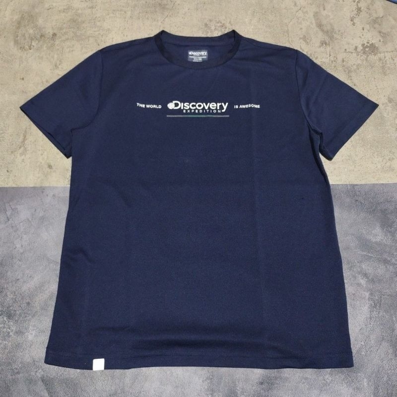 Baju kaos pria outdoor hiking gunung Discovery navy