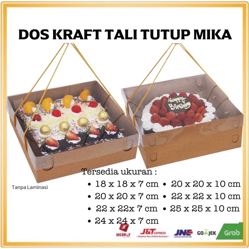 

1 PCS Dos KRAFT TALI TUTUP MIKA Tinggi 7CM 1CM Kardus Box Kotak Hampers Kue
